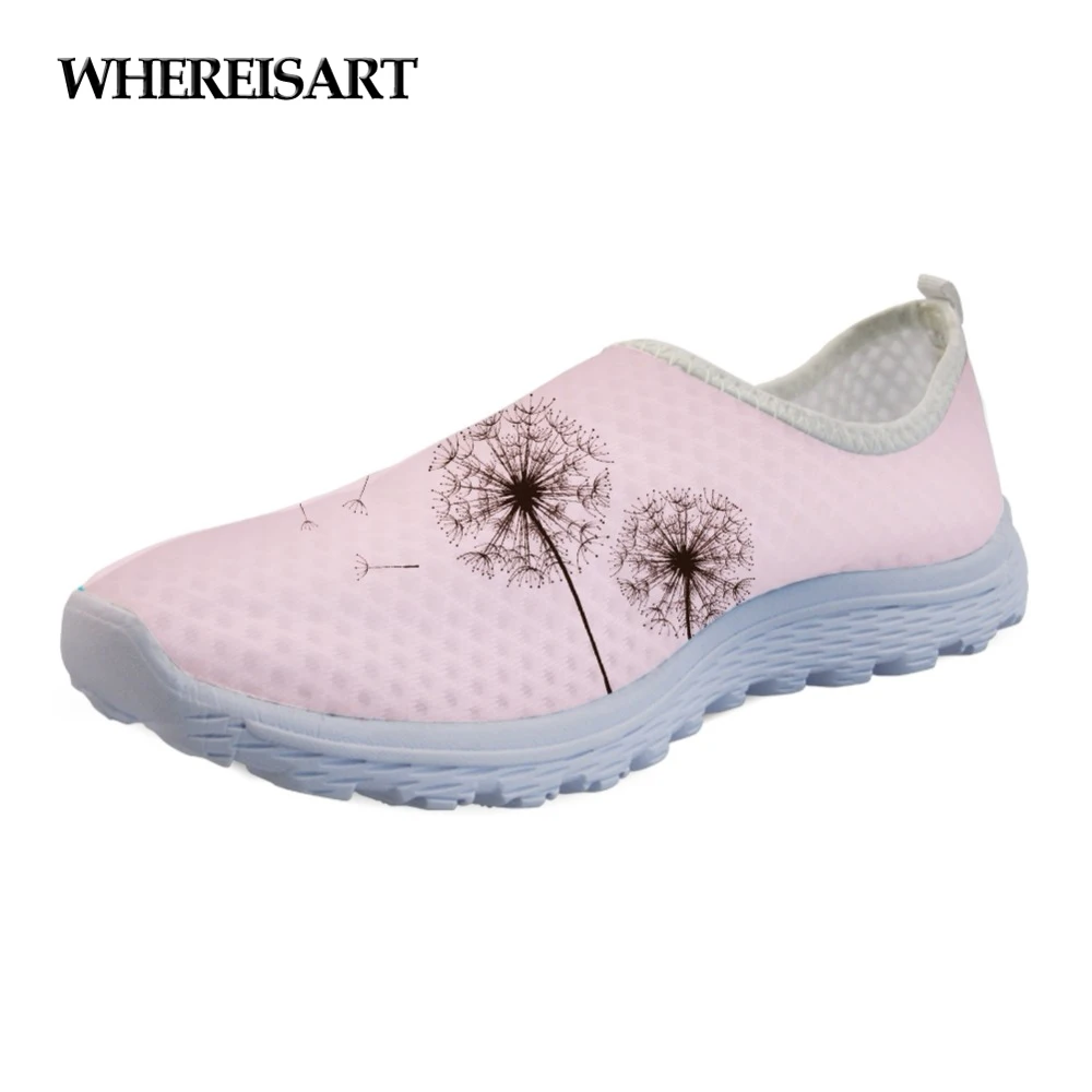 

WHEREISART Dandelion Casual Brand Summer Ladies Shoes Flats Fashion Women's Breathable Mesh Light Women's Loafers Shoes Woman