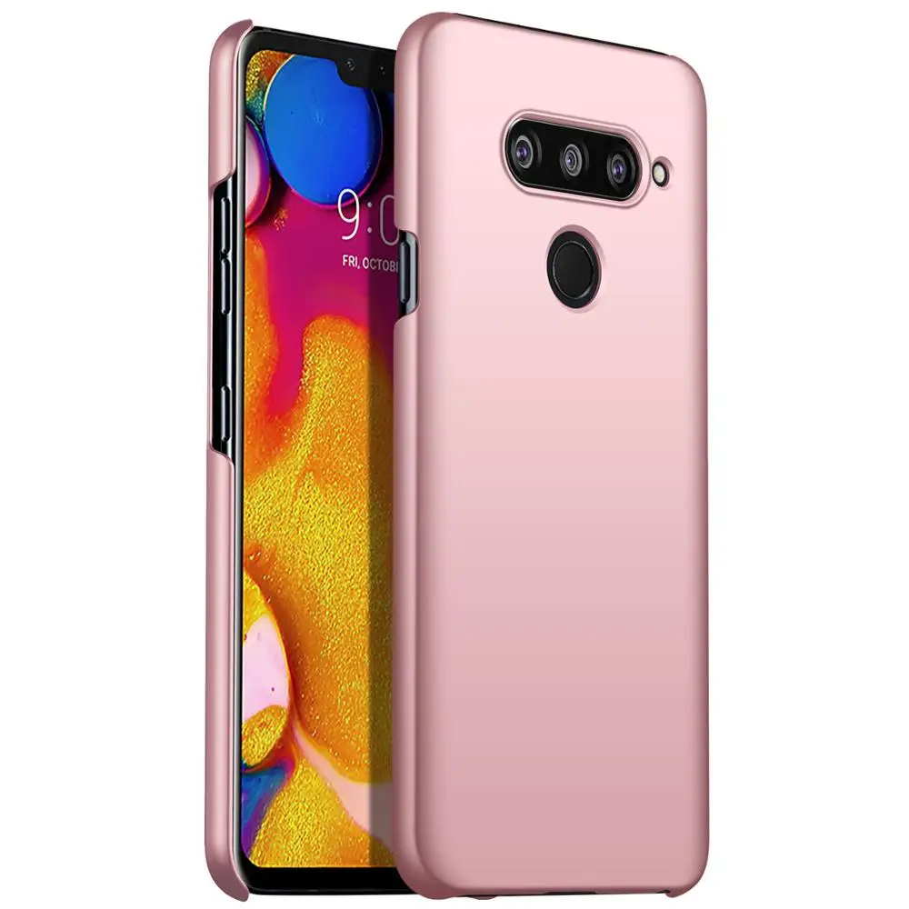 Чехол для LG V40 ThinQ роскошный пластиковый матовый чехол для телефона s Тонкий Жесткий ПК задняя крышка для LG G7 ThinQ V30 V20 V40 Q6 Q7 Q8 Q9 G6 G7 - Цвет: Розовый