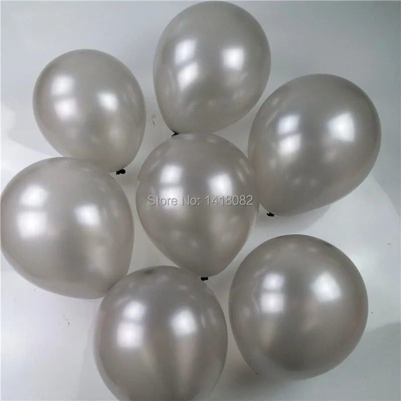 

Free shipping Pearlized silver globos 100pcs/lots 10 2.2g inch Round latex balloons birthday&wedding party baloons