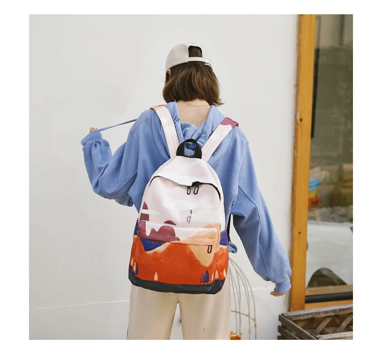 Menghuo Fresh Canvas Backpack Women Landscape School Bags for Teenagers Girls New Backpack Travel Bag Rucksack Mochilas Knapsack_28