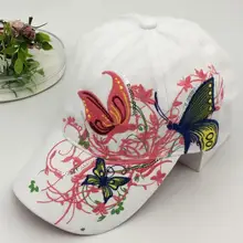 Высококачественная Женская Бейсболка с вышитой бабочкой, модные повседневные летние шляпы от солнца