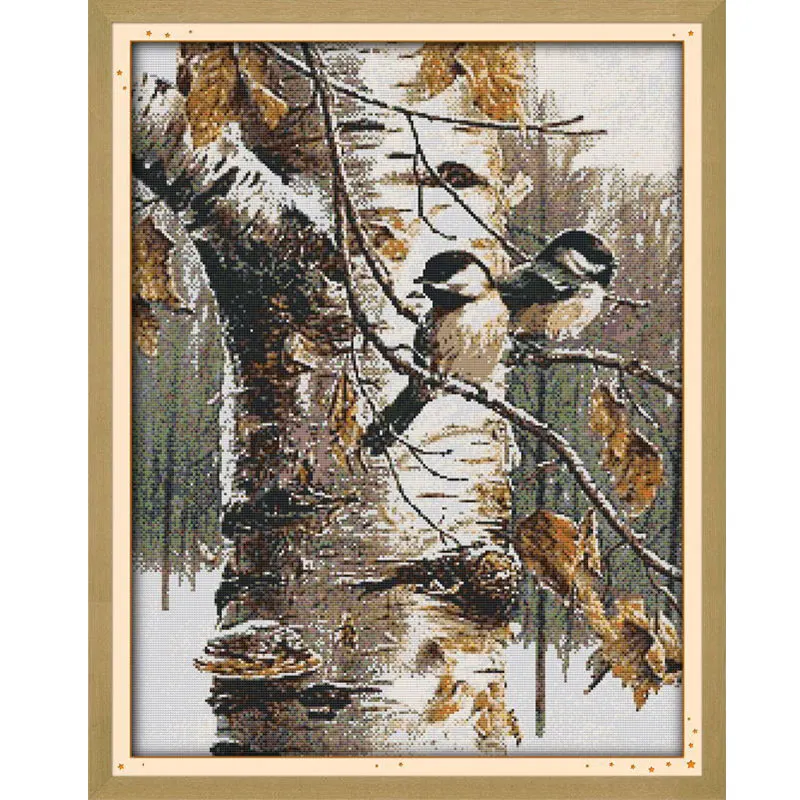 

Joy sunday Cross Stitch Autumn Birds (1) Pattern 11CT 14CT DIY Cross Stitch Kits For Embroidery Wall Decor Needlework D665