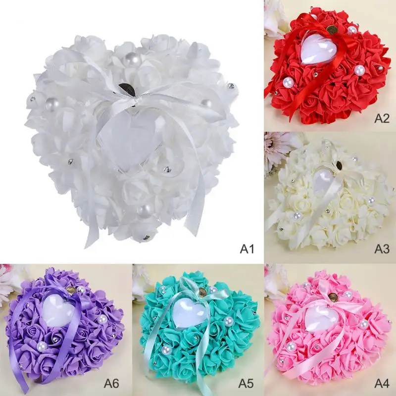 

Wedding Heart-shape Flowers for Wedding Ring Box Pillow Valentine's Day Gift Ring Pillow Cushion Bridal Ceremony Wedding Decor