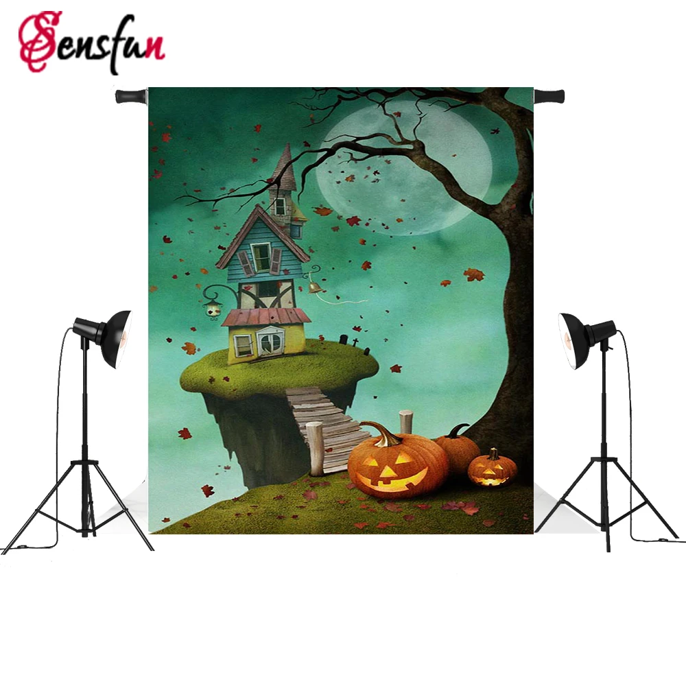 

Vinyl Photo backdrops Moon Witch House halloween Photocall Children Party Photo Booth Background 5x7ft
