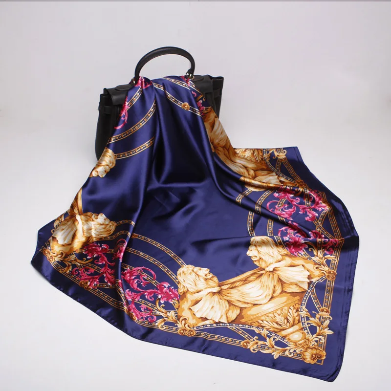 

lion style Silk Scarf Shawl Women Fashion bandana Winter Large Square Satin Scarves Head Scarf Foulard Stoles