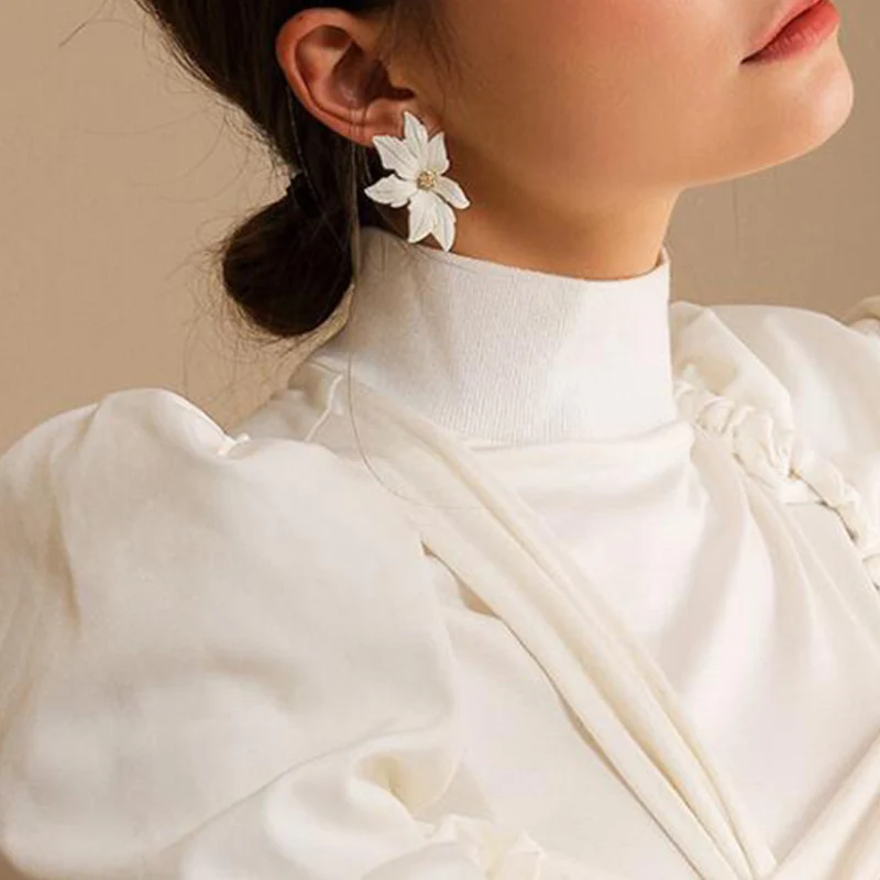 

1 Pair/ Set Personality Engraving Color Flower Stud Earrings Female Fashion Charm Party Earrings Jewelry Lover Gift