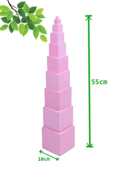 

pink tower without stand 1-10cm beech wood montessori materials school educational earning toys wooden toys 300501