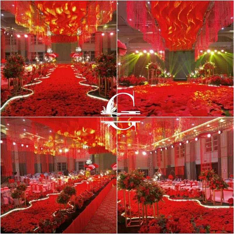 1000pcs Red Rose Petals Artificial Flowers Silk Wedding Decorations Party Event artificial False party rose Flower Petal 5X5cm7z