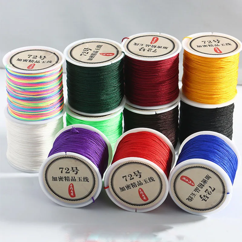 

50meters/roll 0.8mm Chinese Knot Cords High Quality Colorful Nylon Beading Strings Rope DIY Jewelry Making Bracelets Necklace