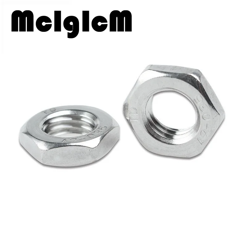 

H055 50Pcs Stainless Steel Hexagonal Nut Thin Hex Nuts DIN439 M3 M4 M5 M6 M8 304 HW134