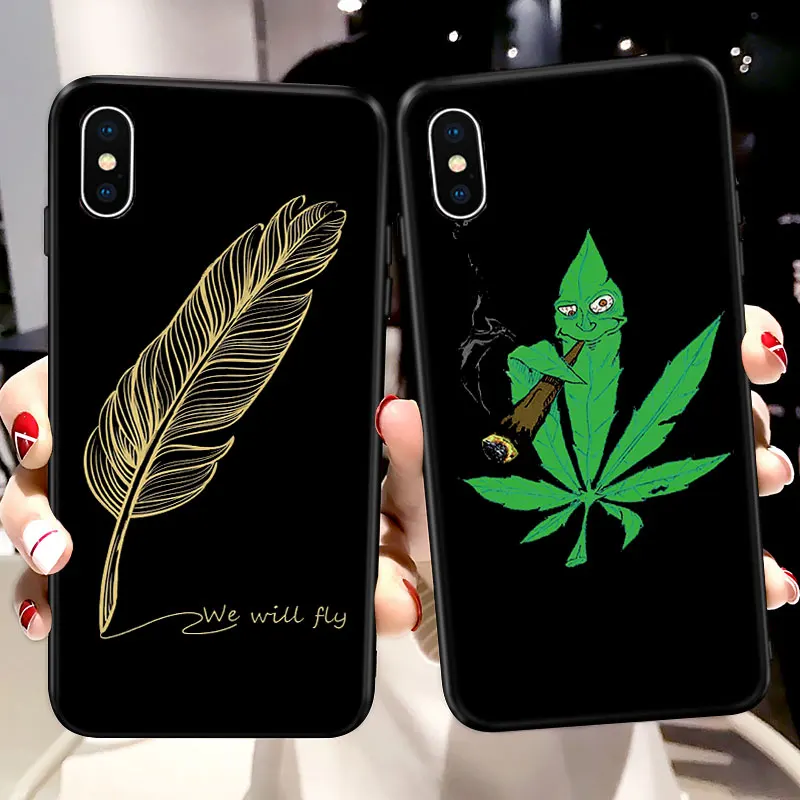 

Golden Feather Soft Silicone Phone Case For Samsung Galaxy S7 S8 S9 Weed Smoke Case For Samsung S7 edge Case Cover
