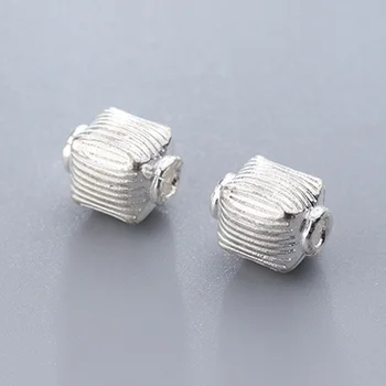 

100% 925 Sterling Silver Square Lantern Spacer Beads Fit Bracelets Earrings Handmade Craft Silver Beads Women DIY Jewelry Making
