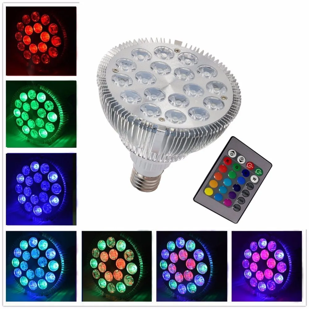 RGB LED Spotlight 12W 18W Dimmable Par38 16 Color Changing E27 with IR