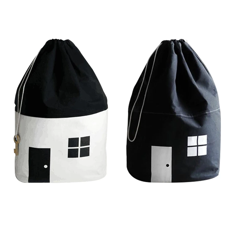 Room Decoration Large Capacity Cute House Storage Bag Children Kids Toy Baby Cotton Canvas Toys Beam Port Pouch Home Decor