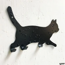 Percha rústica con forma de gato Vintage para puerta de pared, percha rústica para ropa, abrigo, sombrero, llave colgante, decoración de baño para el hogar May30