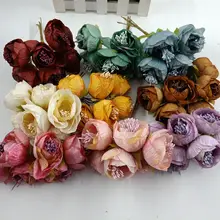 Bouquet DE rosas 6 1 decoracao de casa flor DE seda do casamento Bouquet artificial flor noiva dama DE honra buque
