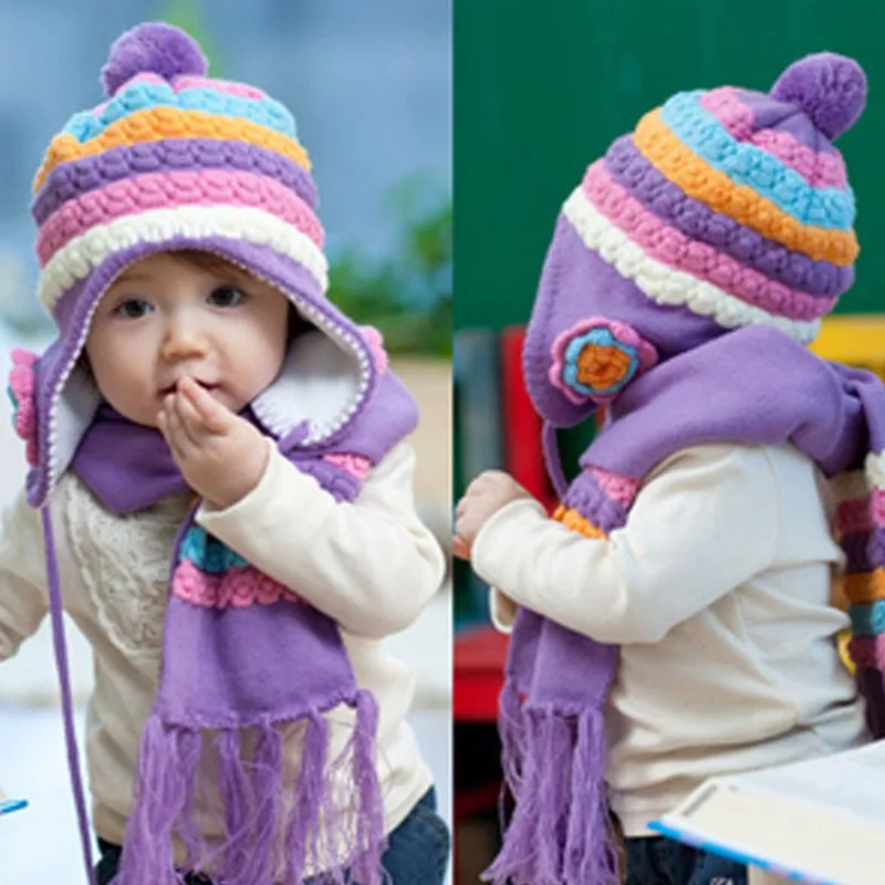 Buy Flower Baby Girl Winter Hat For Girl Scarf Hat Set