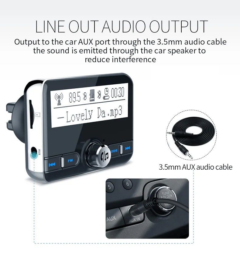JINSERTA беспроводной FM модулятор Bluetooth Handsfree Car Kit MP3 плеер TF AUX аудио приемник 5 в 3.4A 2 USB
