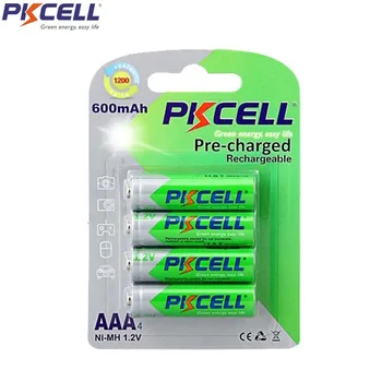 

4Pcs PKCELL AAA NIMH 1.2v Rechargeable Battery 1.2V 600mah LSD Low Self Discharge Batteries for camera mp3 elctronic toys
