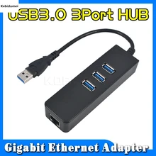 Kebidumei 3 Порты USB 3,0 концентратор 10/100/1000 Мбит/с на RJ45 Gigabit Ethernet LAN проводной сетевой адаптер для Windows, Mac
