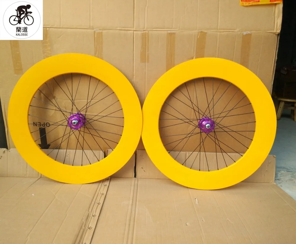 Excellent Kalosse  DIY  color  Fixed gear bicycle wheels Fixed gear bikes wheel  ball  hubs 90mm 700*23C   aluminum alloy 0