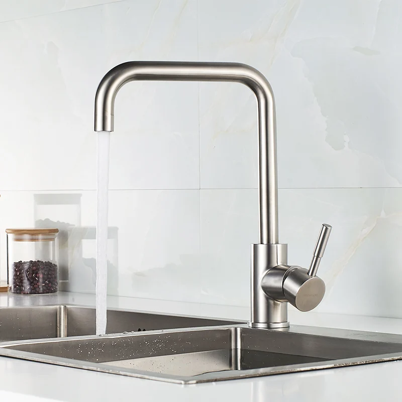  ROVATE 360 Degree Swivel Kitchen Faucet 304 Stainless Steel Brushed Nickel Hot and Cold Single Leve - 4000025383390