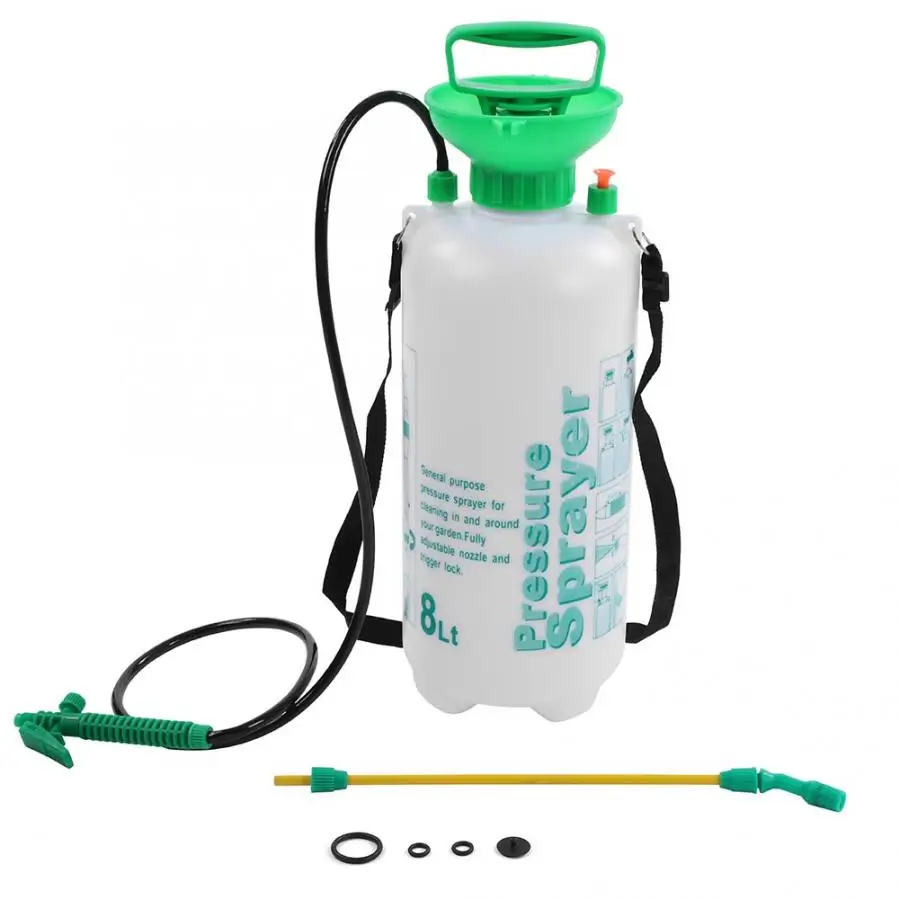 

Plastic 8L Portable Manual Pressure Sprayer with Shoulder Strap for Garden Irrigation Vehicle Washing tubing