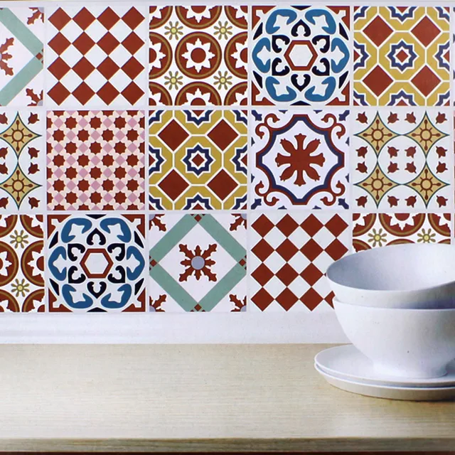 8pcs Lot European Wallpaper Moroccan Style Wall Stickers 8pcs Lot European Wallpaper Moroccan Style Wall Stickers Waterproof Kitchen Toilet Decoration Clical Pattern Living Room