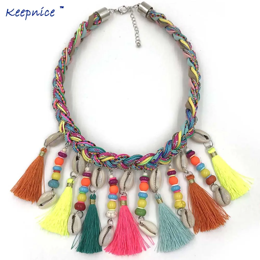 Buy New Bohemian Boho Choker Necklaces colorful tassel