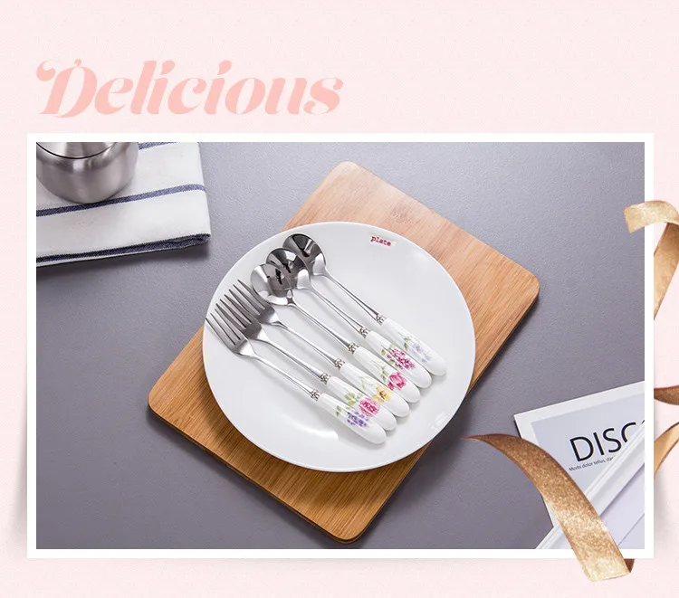 Cutlery Tableware Set with Gift Box Chinese Ceramic Fork Spoon Flatware Set Stainless Steel Dinnerware Christmas Gift12