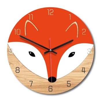 

Acrylic Animal Printed Wood Digital Wall Clock Silent Watch Home Decor for Kid Baby Children Room Decoration Wall Clock Sticker
