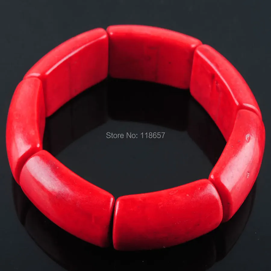 

Free shipping Fashion Jewelry Red Howlite Turquoises Gem Stone Bracelet Stretch 7 Inches Charm IK3042
