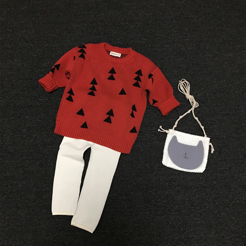 Детский свитер для девочек, вязаный свитер с рождественской елкой для маленьких мальчиков пуловер с длинными рукавами г. Осенний хлопковый Детский свитер от 1 до 5 лет - Цвет: Оранжевый
