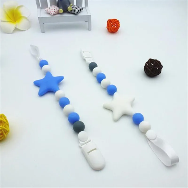 

Mother Accessory Clasp Holder Chain Infant High Quality Cute Pentagram Nipple Star Pacifier Clip For Baby