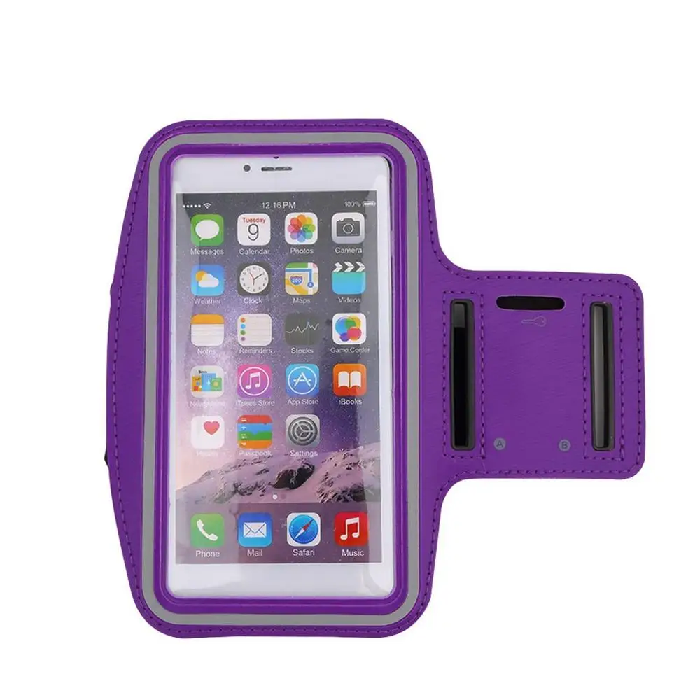 Водонепроницаемый бег трусцой Спортивный нарукавник из неопрена чехол держатель с отражающей полосой для iPhone 6 Plus - Цвет: Purple
