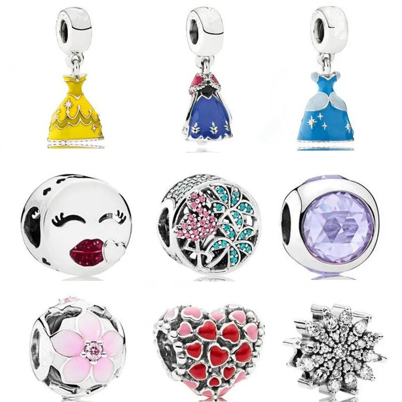 

Ranqin Cute Princess Skirt Pendant Fashion Flamingo Beads Series DIY Fit Pandora Bracelet Women Jewelry European Charm