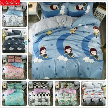 

3/4 pcs Kids Child Soft Comfortable Cotton Bedding Set Duvet Cover Bed Linens Quilt Pillow Case Single Full Twin Super King Size