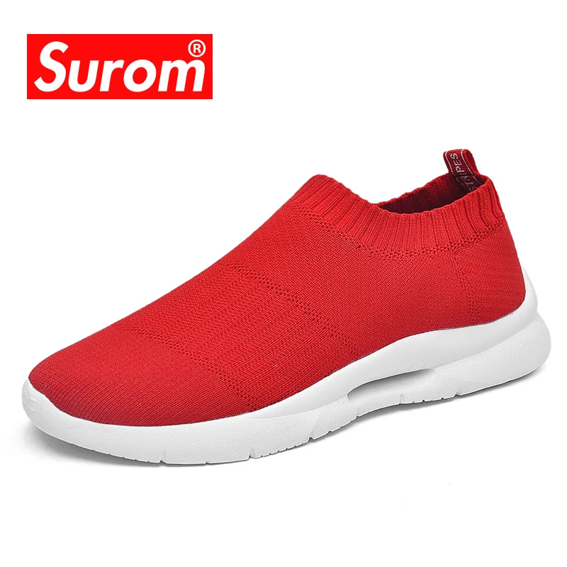 

SUROM Men Loafers Shoes 2018 New Fashion Casual Men's Flats Light Man Driving Shoes Soft Bottom Sneakers