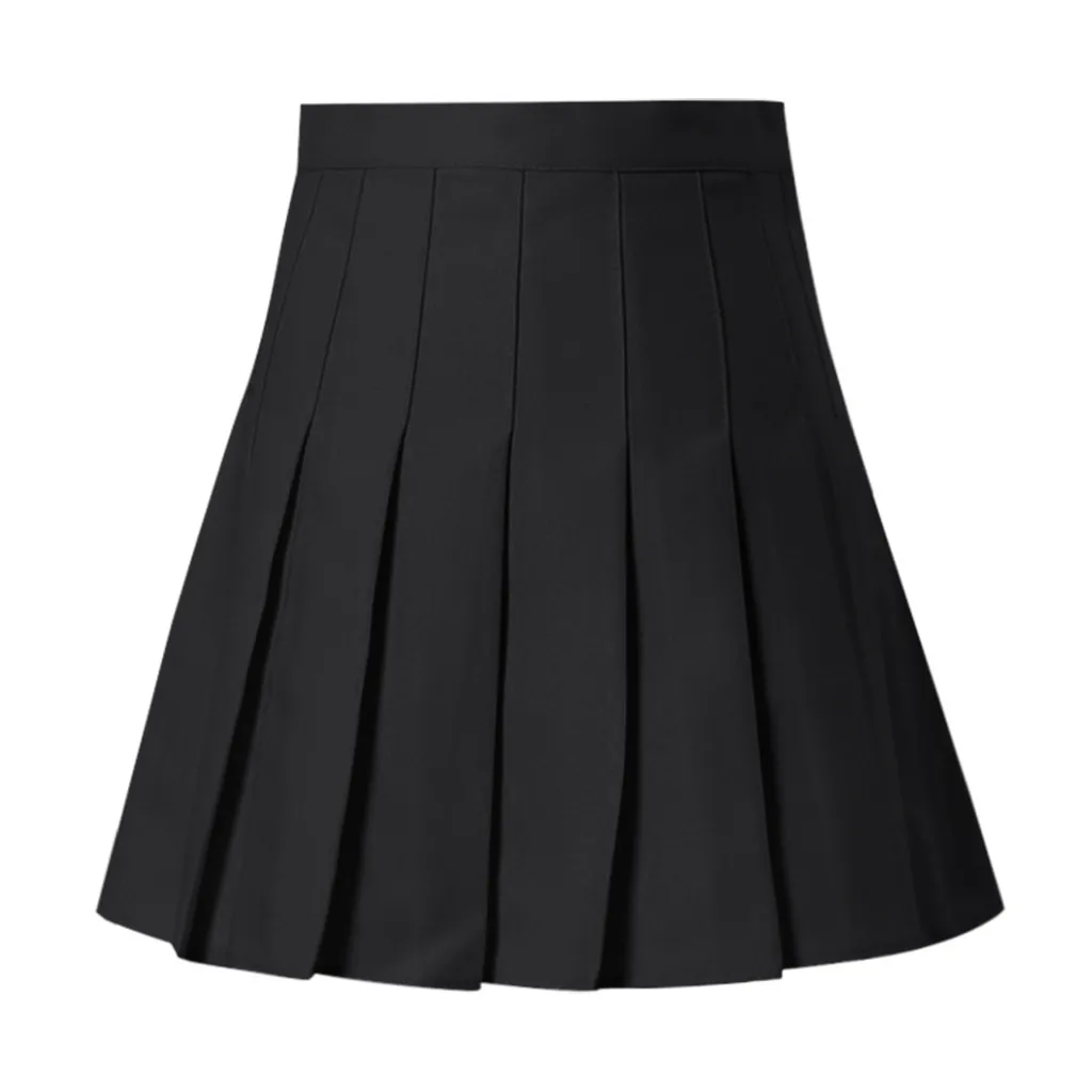 

New Women's Fashion Summer skirts Solid High Waist Pleated Mini Skirt Jupe Femme Flared Slim Waist Casual Tennis Skirt 2019