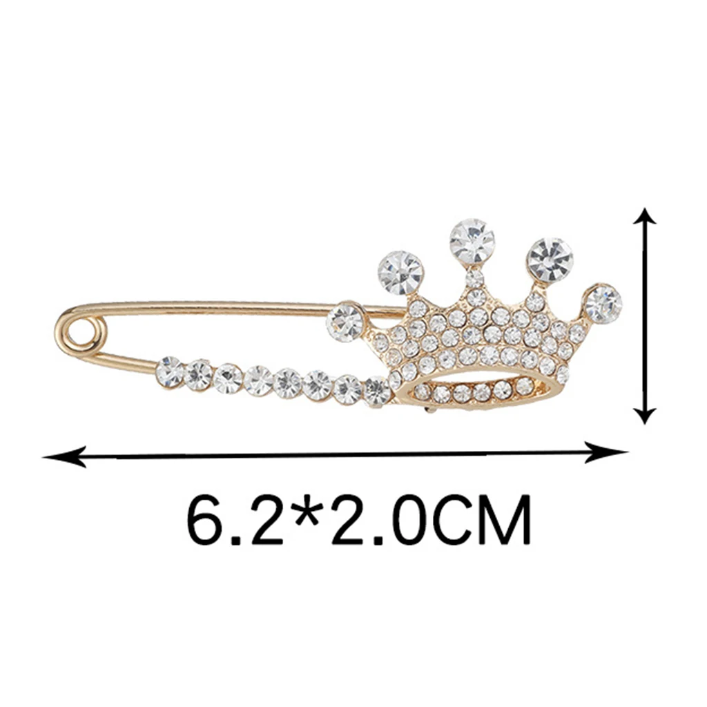 Gold Alloy Metal Charm Crystal Safety Pin brooch Sweater Cardigan Decoration