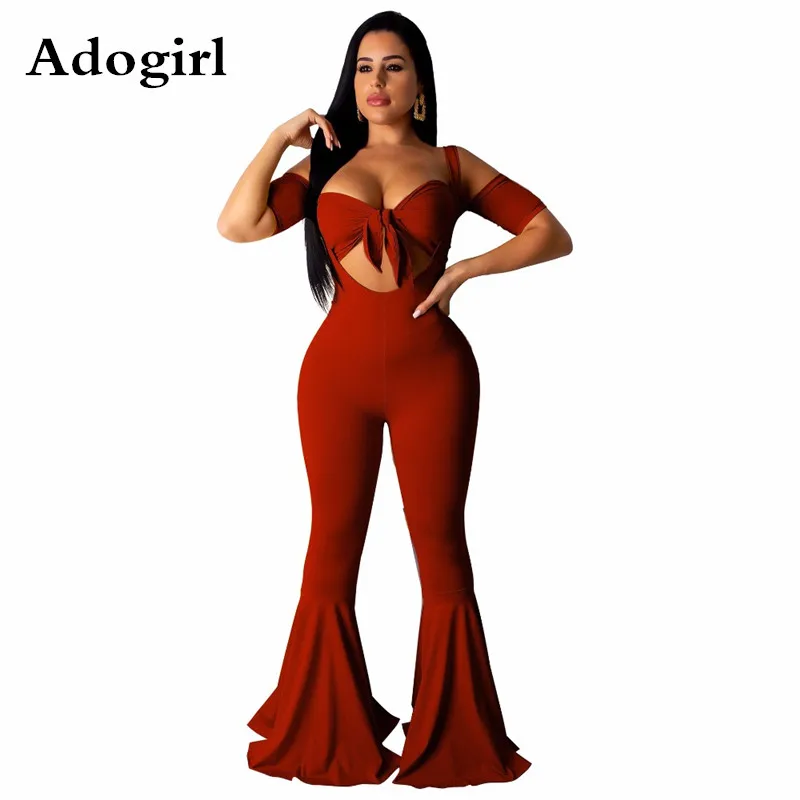 

Adogirl Solid Tie Up Crop Top +Wide Leg Pants Suit Two Piece Set Club Night Party Tracksuit 5 Colors Outfits Strapless Trouser