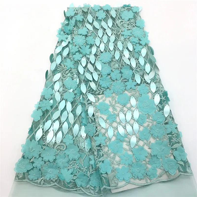 

2018 New style French net lace fabric 3D flower African tulle mesh lace fabric high quality african lace fabric with sequinF1408