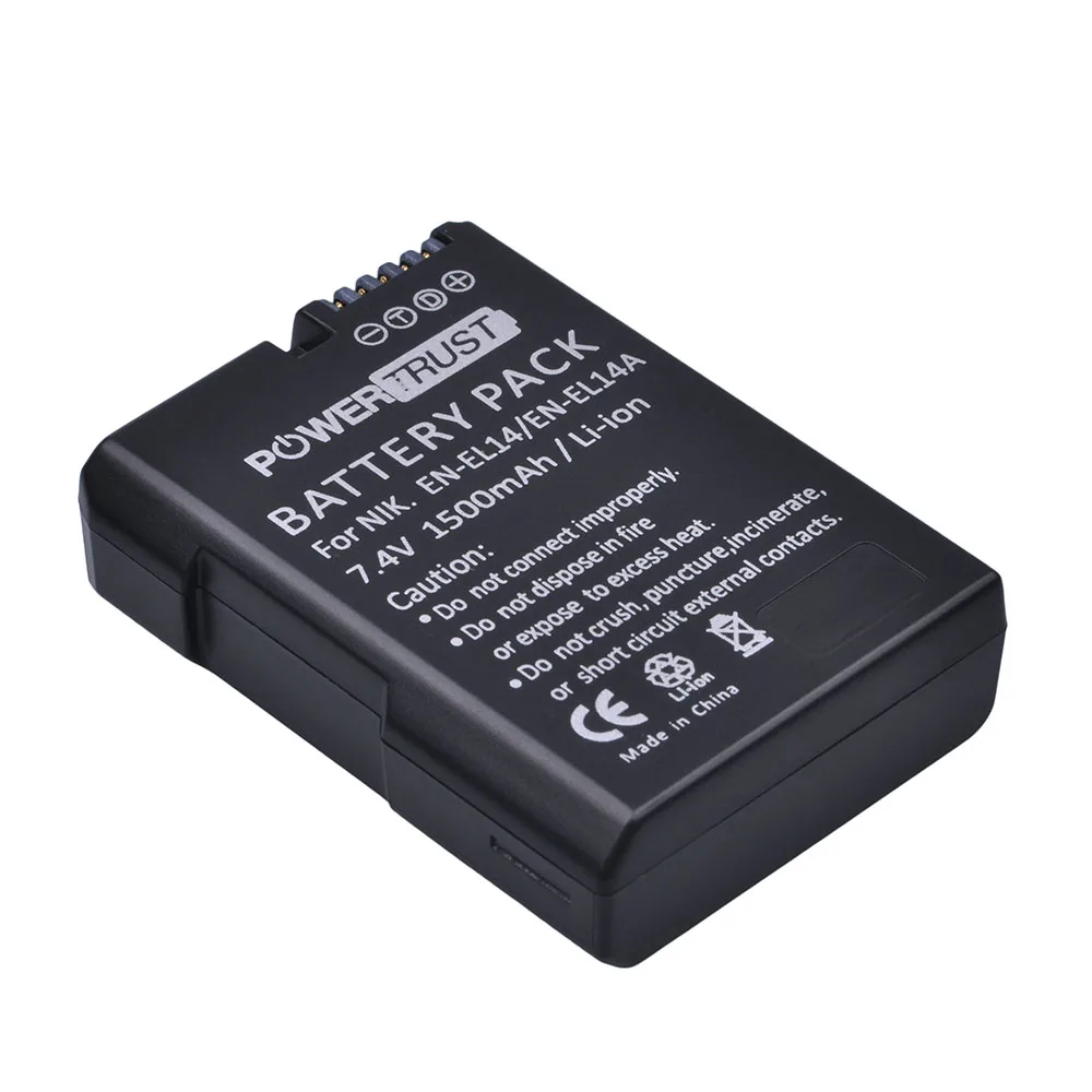 Günstig PowerTrust 1x1500 mAh EN EL14 EN EL14a Batterie + LCD USB Dual Ladegerät für Nikon D3400 D3300 D3100 D5600 D5100 d5200 D3200 P7000