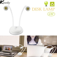 Konesky с двойной головкой настольная лампа для чтения прикроватная настольная лампа для стены с складная трубка рычаг Gooseneck переключатель AC 85-265 V