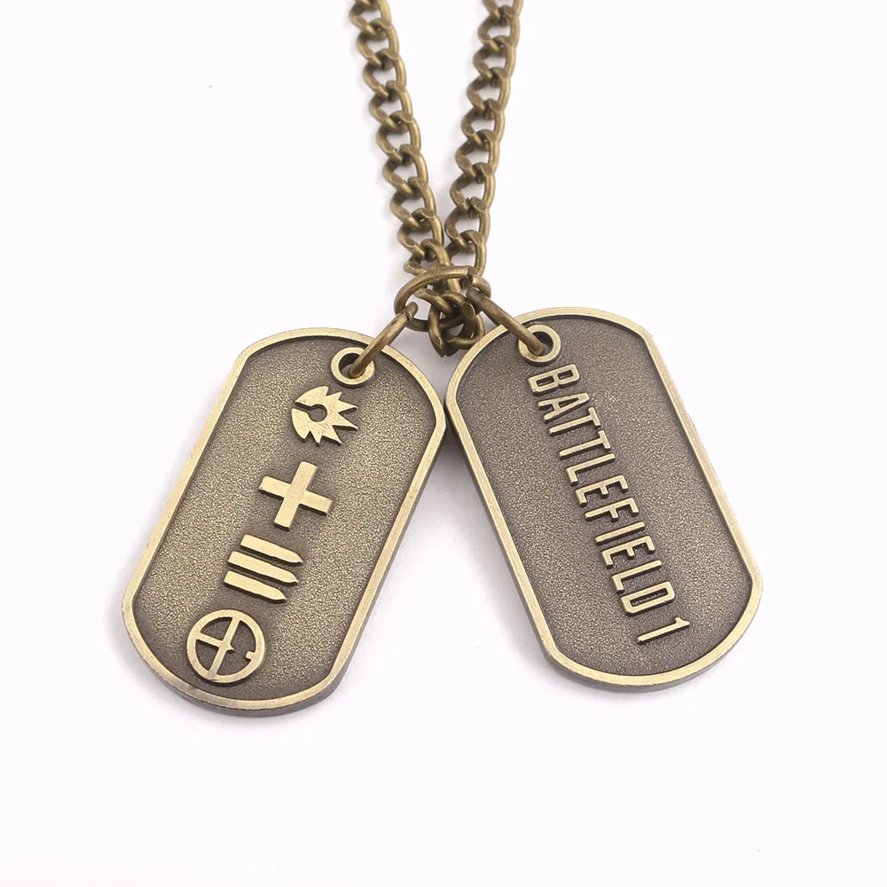  font b Battlefield b font 4 Letters Logo Dog Tag Necklace Game BF4 Necklaces Pendants