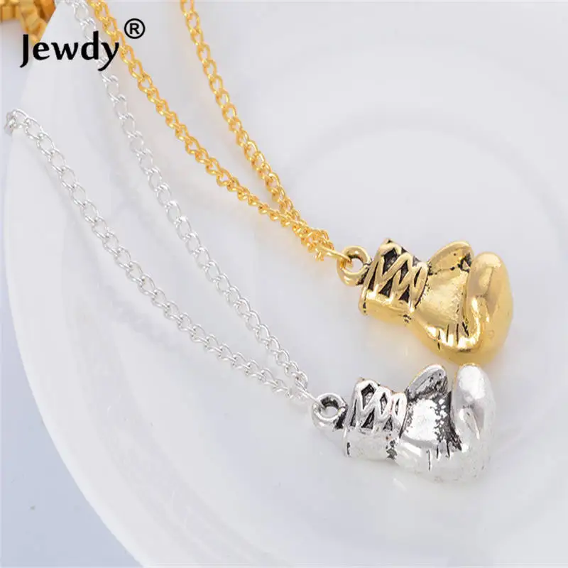 Image 2017 Golden Boxing Glove Pendant Charm 316L Stainless Steel Necklace Sport Jewelry Yellow Gold Plated Chain For Men New