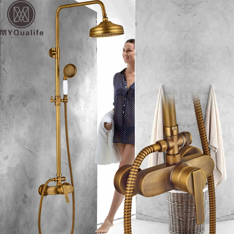 Buy Antique Brass Shower Mixer Set Single Lever Bath