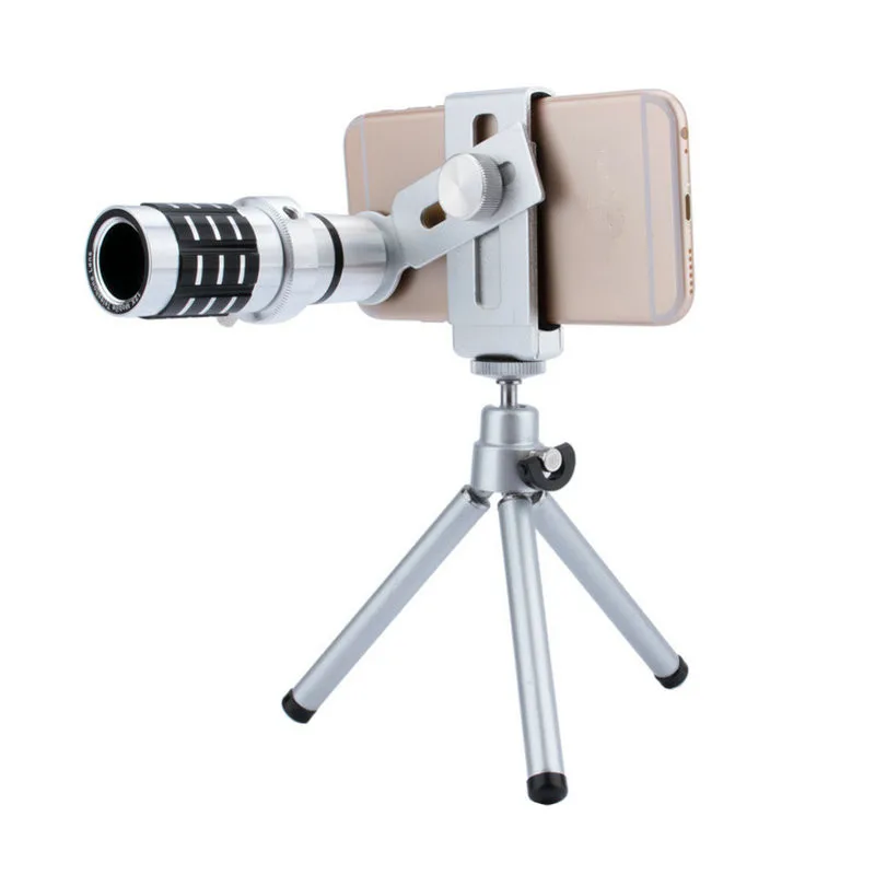 imágenes para Kits de Lentes de la Cámara Lente del Telescopio óptico 12X de Zoom de la Lente de La Cámara + Trípode del Montaje Para el iphone Para Samsung teléfono Android Universal imágenes para Kits de Lentes de la Cámara Lente del Telescopio óptico 12X de Zoom de la Lente de La Cámara + Trípode del Montaje Para el iphone Para Samsung teléfono Android Universal
