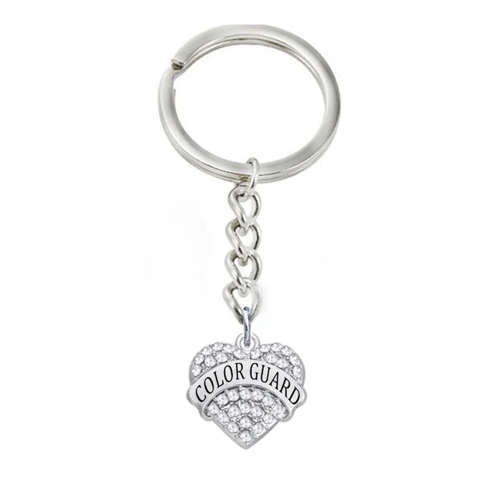 

DOUBLE NOSE Guard Gift Jewellery Alloy Silver Heart Charms Crystal Pave Color Guard Keychains