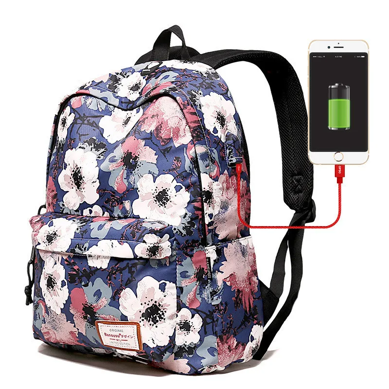 USB charging Women Backpacks For Teenage Girls Mommy Computer Travel Luggage Laptop Fashion Backpack Bagpack Mochilas Schoolbag